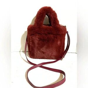 Madewell Canterbury red faux fur crossbody handbag
